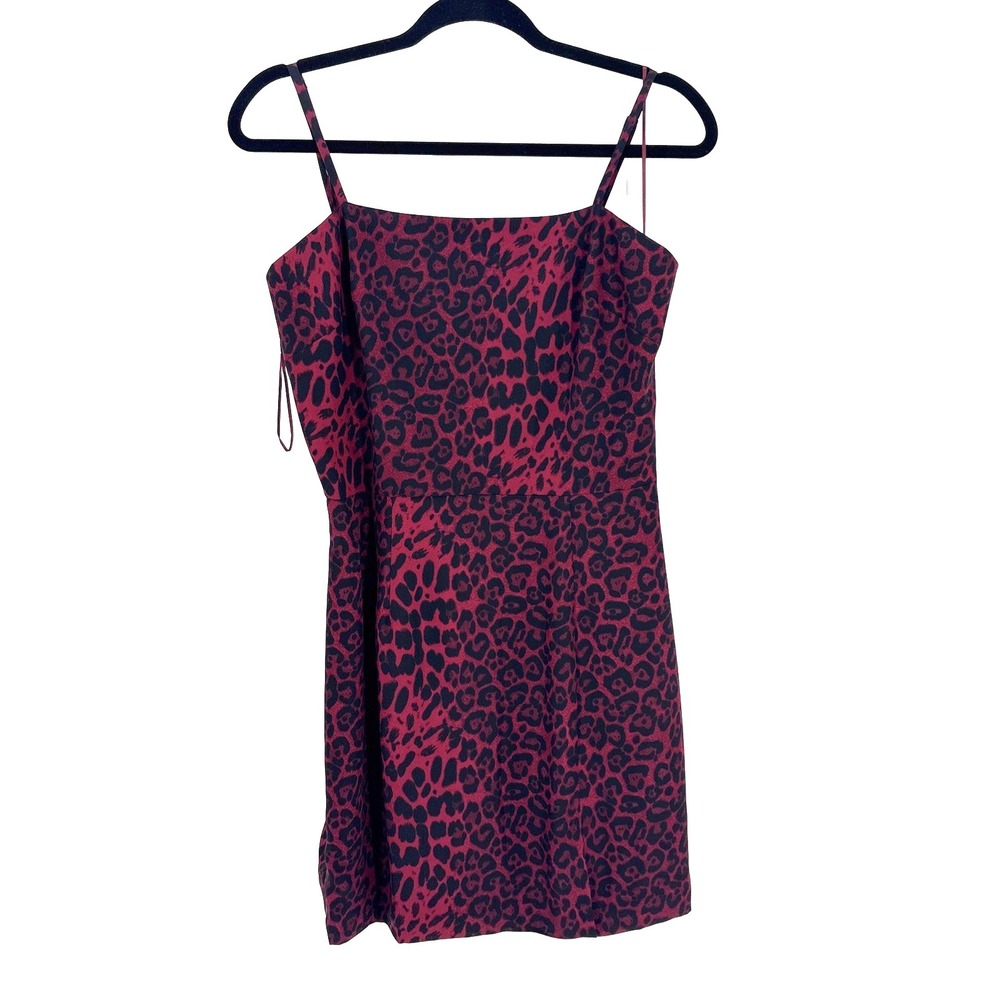 Dress The Population Leopard Mini Dress Medium Burgundy Kallan Strappy NWT